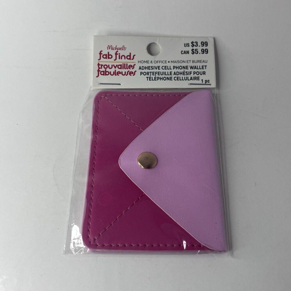 Michaels Fab Finds Adhesive Cell Phone Wallet Pink Card Holder 3M New